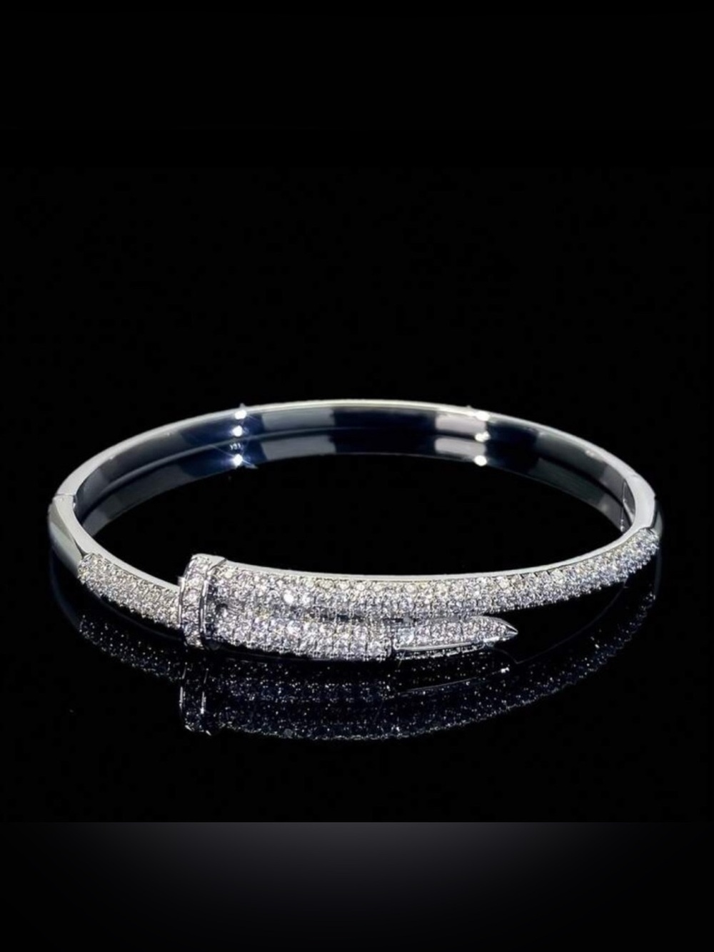 Silver Plated Stainless Steel Nail Bangle